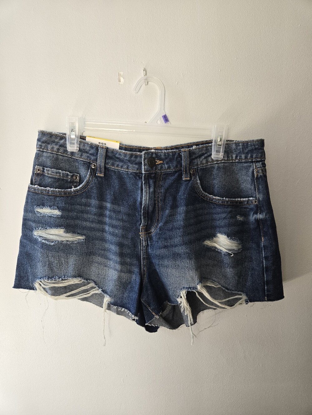 Distressed Sz 9 Waist Blue Denim Women's Mom Shorts Distressed Frayed High Rise